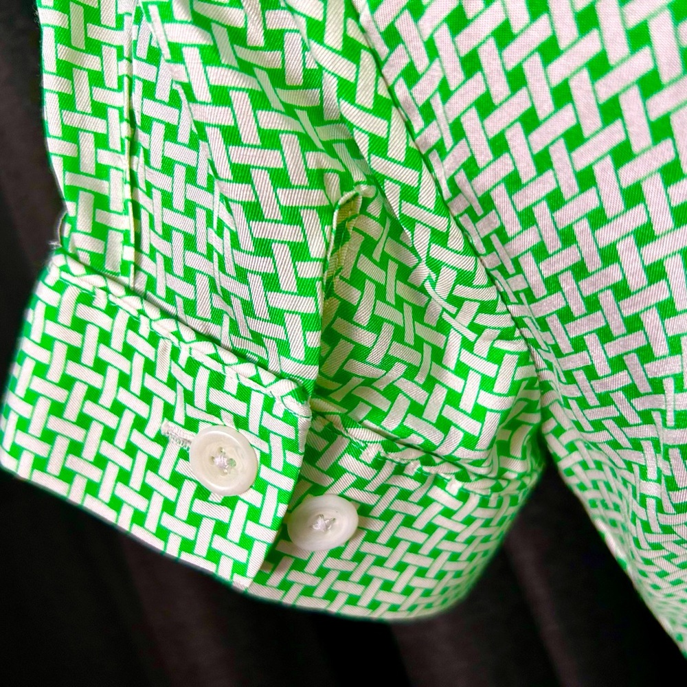 SALE: Vintage Y2K Banana Republic Green, White Gingham Blouse, Size XS - Picture 6 of 7